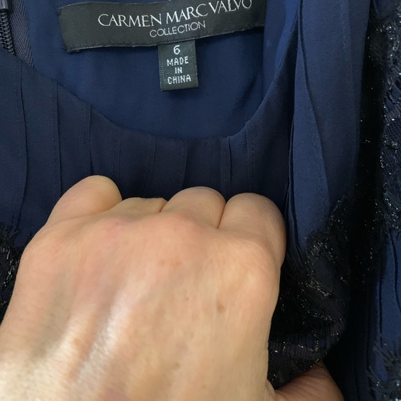 Navy cocktail dress with spaghetti straps - Picture 3 of 7